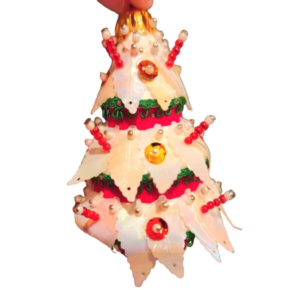 Vintage Handmade Push Pin Christmas Ornament Mid Century Retro Kitsch Hours of W - Picture 7 of 11